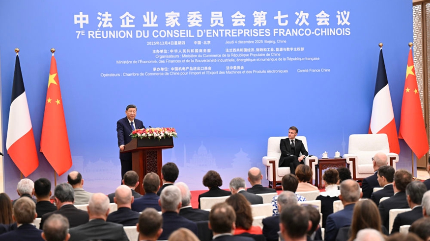 习近平同法国总统马克龙共同出席中法企业家委员会第七次会议闭幕...