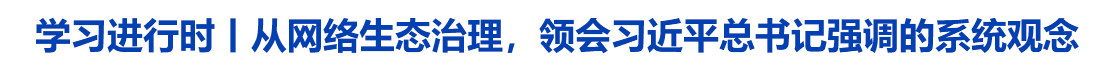 从网络生态治理，领会习近平总书记强调的系统观念