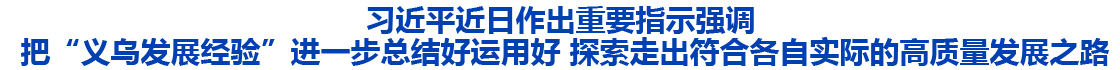 习近平：把“义乌发展经验”进一步总结好运用好 探索走出符合各自实际的高质量发展之路